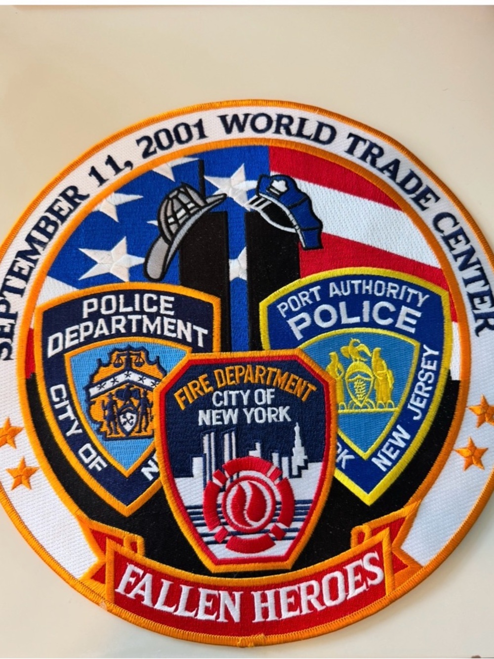 September 11, 2001 Fallen Heroes Commemorative Patch - Red, Blue, Gold